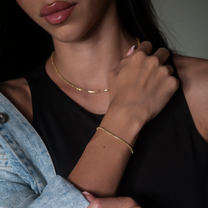 Popcorn Bracelet in Yellow Gold- 2mm