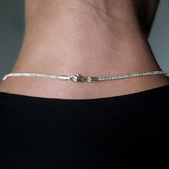 Popcorn Necklace in White Gold- 2mm