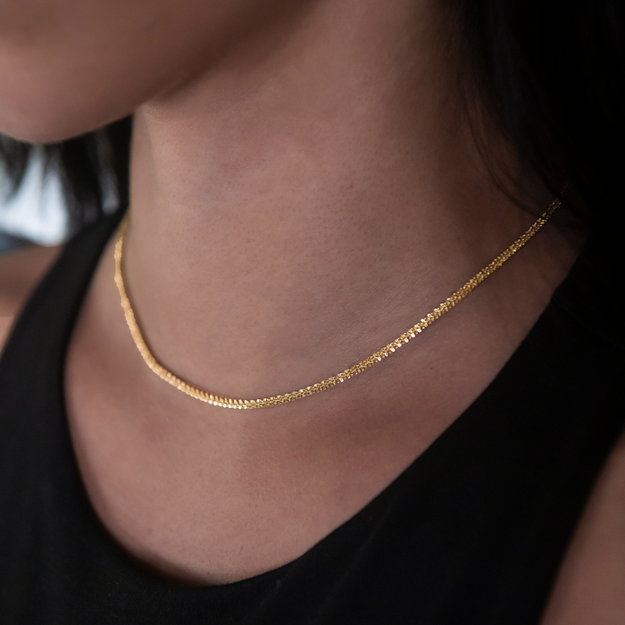 Popcorn Necklace in Yellow Gold- 2mm