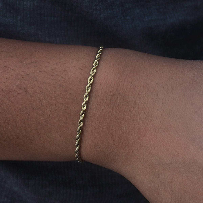 Rope Bracelet in Yellow Gold - 2mm - The GLD Shop