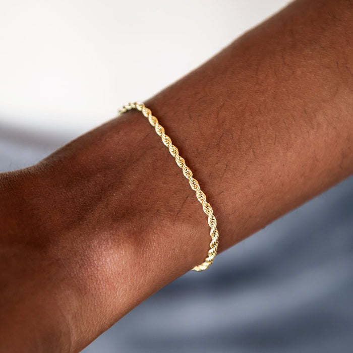 Rope Necklace + Bracelet Bundle in Yellow Gold- 2mm
