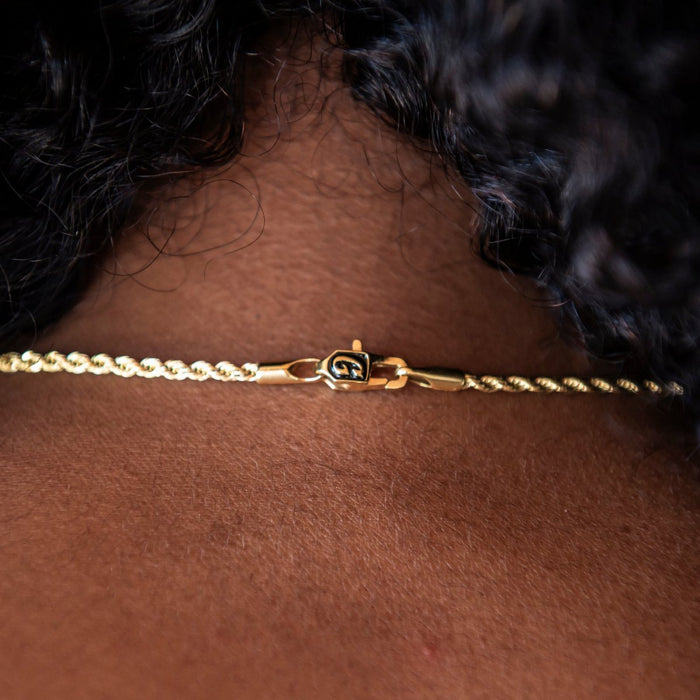 Rope Necklace + Bracelet Bundle in Yellow Gold- 2mm