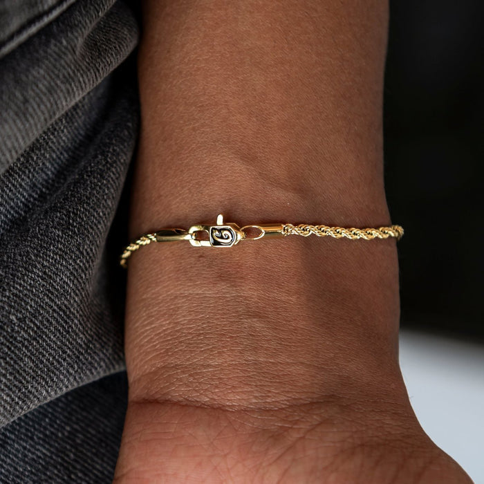Rope Necklace + Bracelet Bundle in Yellow Gold- 2mm