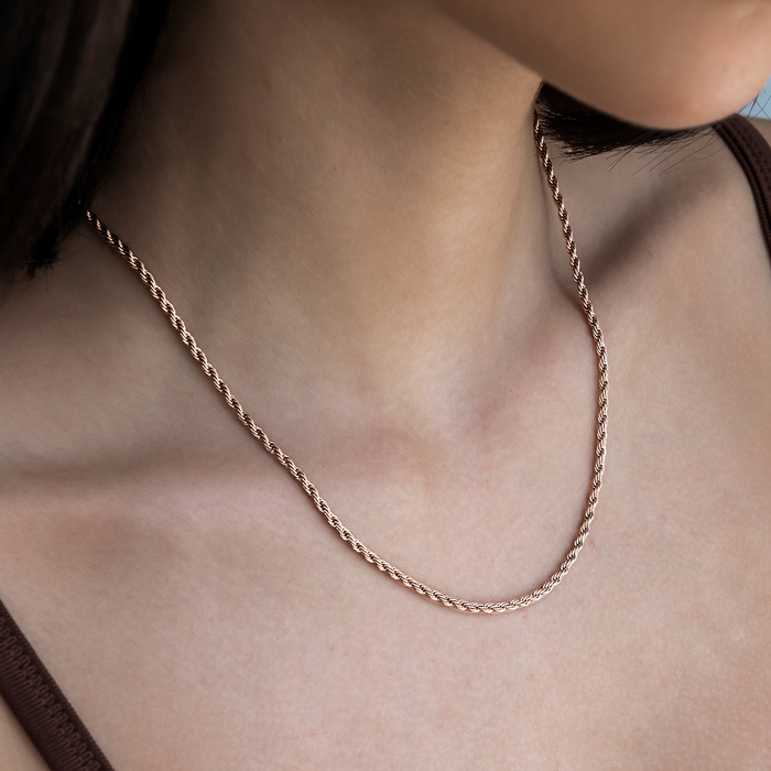 Rope Necklace in Rose Gold- 2mm