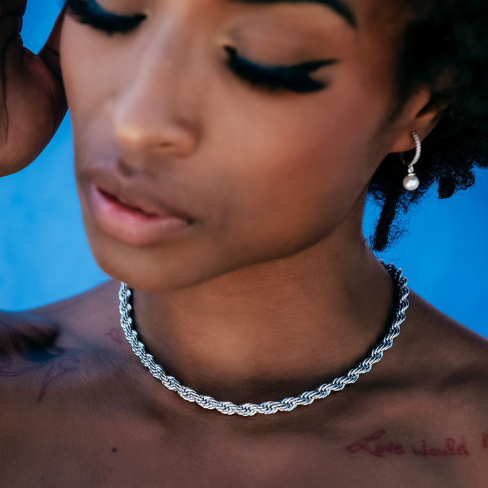 Rope Necklace in White Gold- 6mm