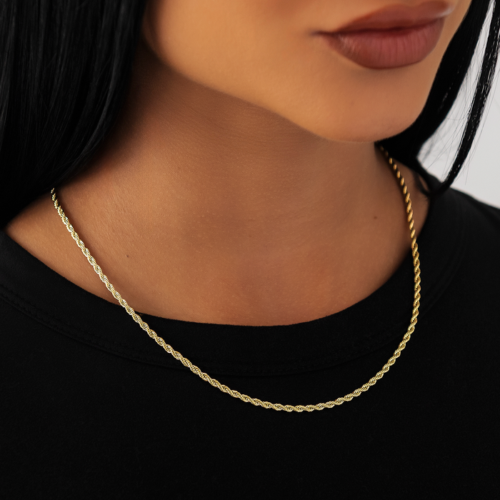 Rope Necklace in Yellow Gold - 2mm