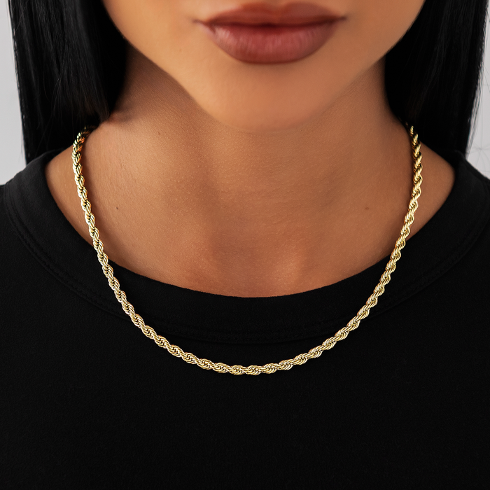 Rope Necklace in Yellow Gold - 4mm