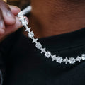 Round Stone Star Tennis Chain in White Gold - 8mm