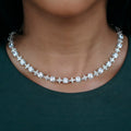 Round Stone Star Tennis Necklace in White Gold - 8mm