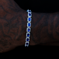Sapphire Cushion Cut Tennis Bracelet in White Gold