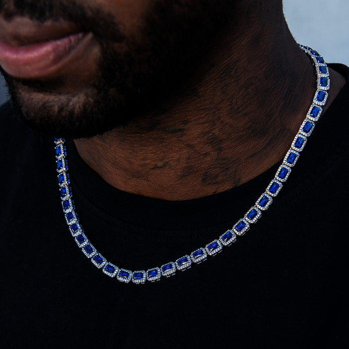 Sapphire Cushion Cut Tennis Chain in White Gold - 7mm