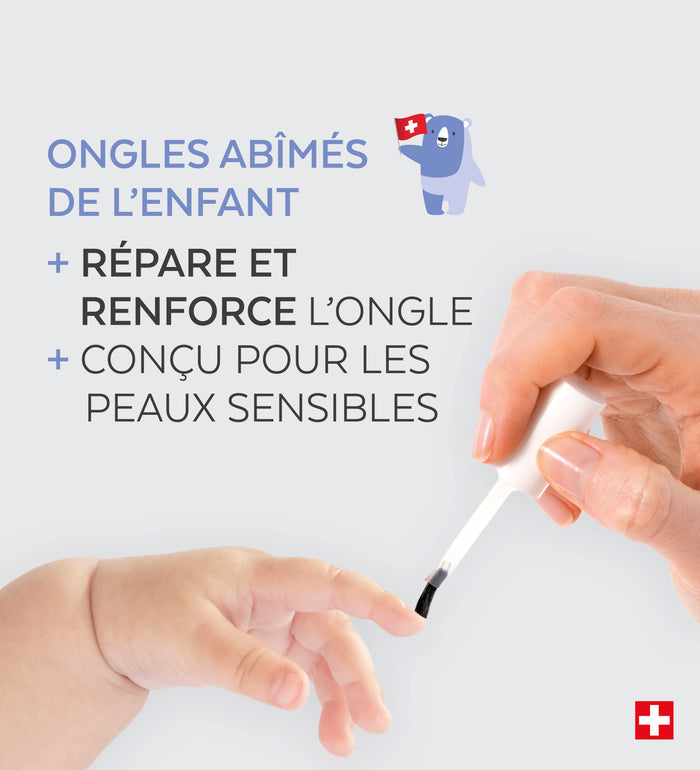 Bénéfices en 3 étapes du sérum ongles abîmés Kids Poderm formule douce enfants