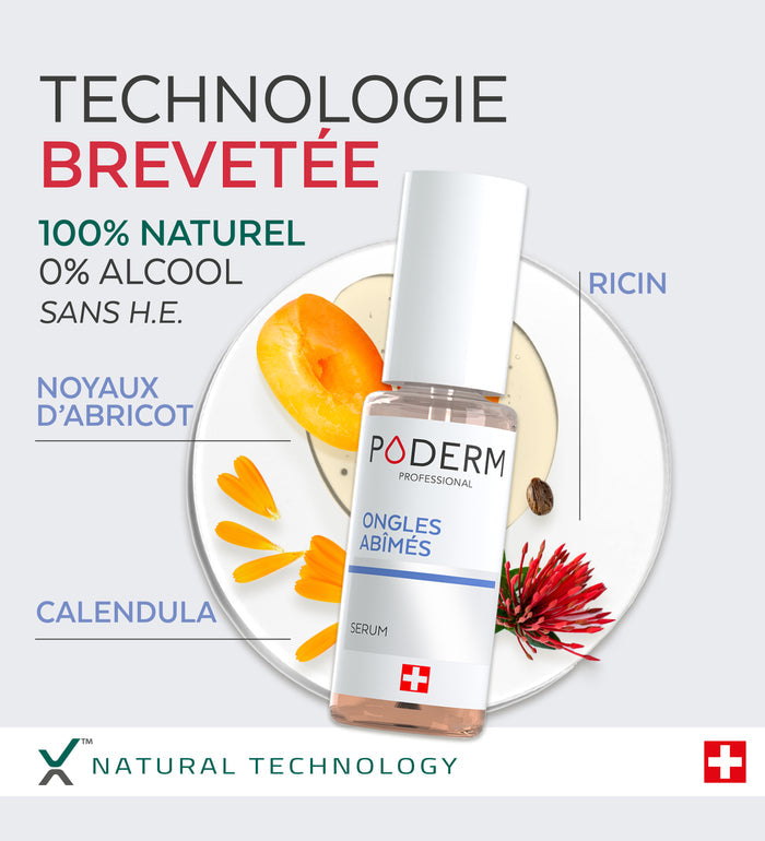Technologie brevetée du sérum ongles abîmés Kids Poderm 100% naturel