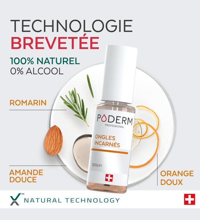 Technologie brevetée du sérum ongle incarné Poderm 100% naturel