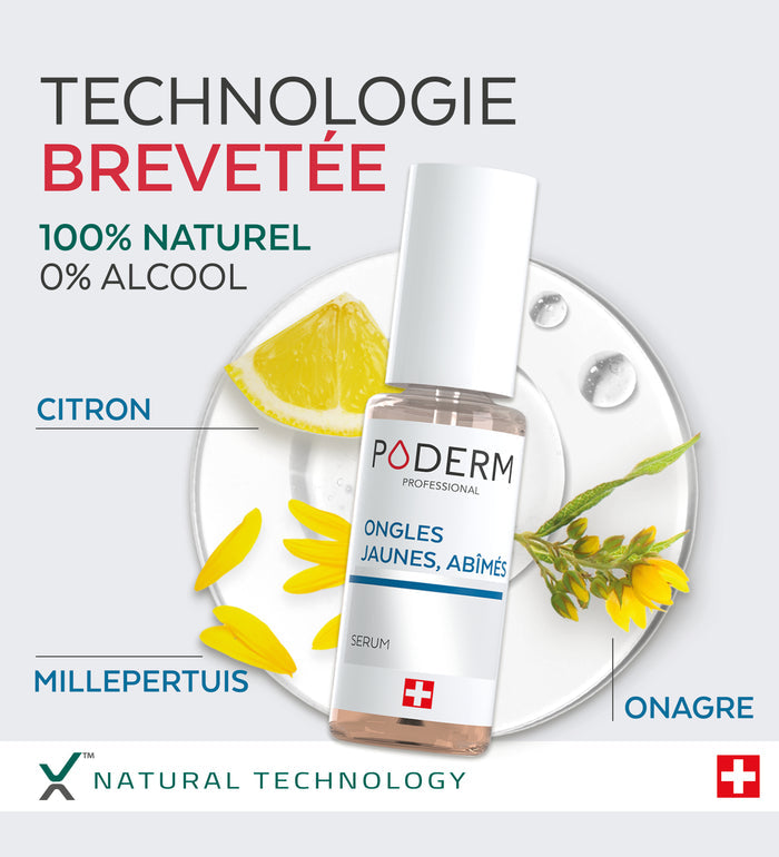Résultats avant-après du sérum ongles jaunes et abîmés Poderm efficacité prouvée