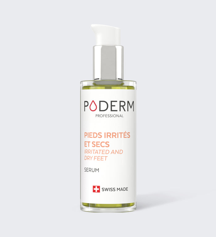 Sérum pieds irrités et secs Poderm flacon pompe Swiss Made