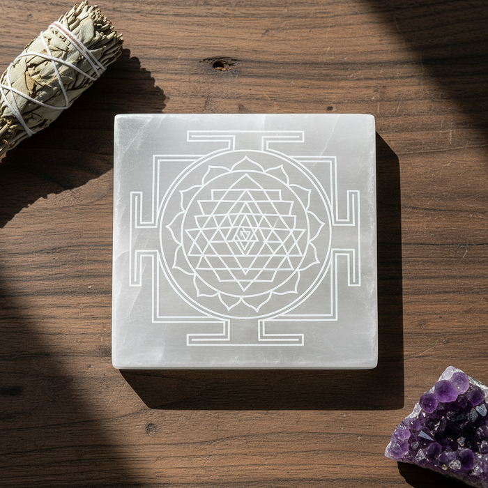 Shree Yantra Selenite Plate