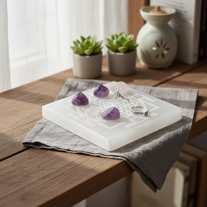 Shree Yantra Selenite Plate