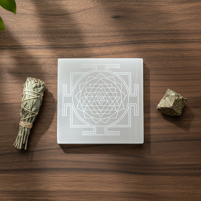 Shree Yantra Selenite Plate