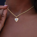 Small Coin Evil Eye Heart Pave Pendant in Gold - The GLD Shop