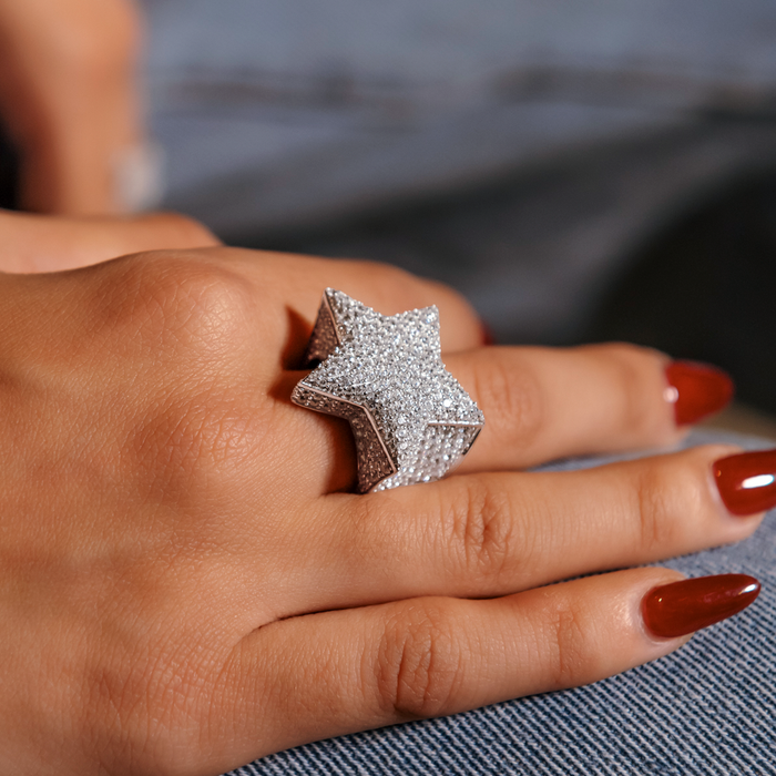 Star Ring in White Gold Vermeil