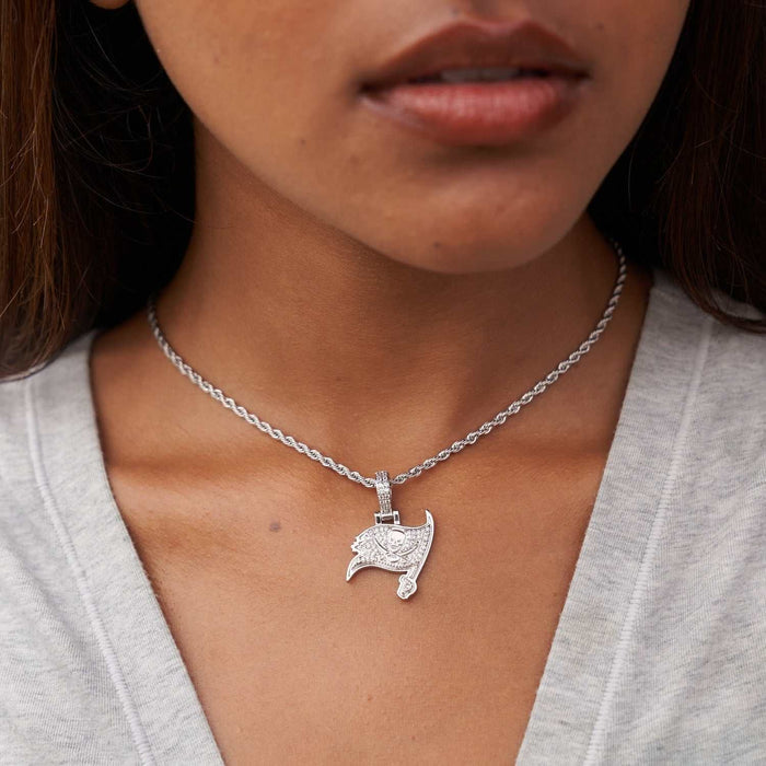 Tampa Bay Buccaneers Official NFL Micro Logo Pendant - White Gold