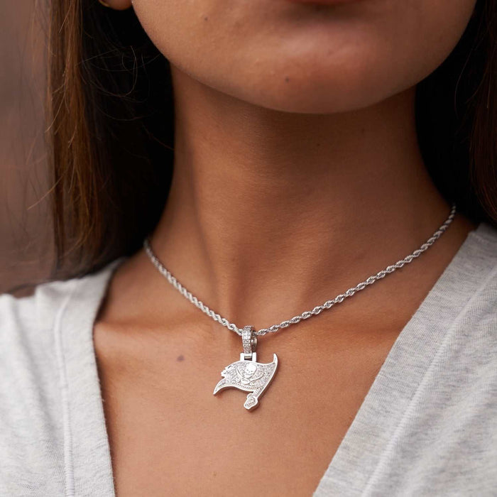 Tampa Bay Buccaneers Official NFL Micro Logo Pendant - White Gold