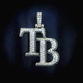 Tampa Bay Rays MLB Logo Pendant in 18k gold plating with CZ Stones.