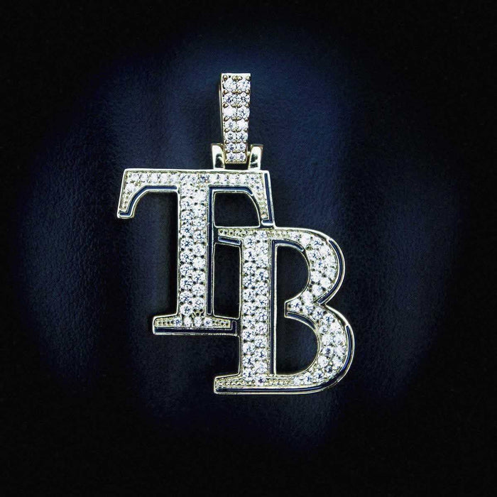 Tampa Bay Rays MLB Logo Pendant in 18k gold plating with CZ Stones.