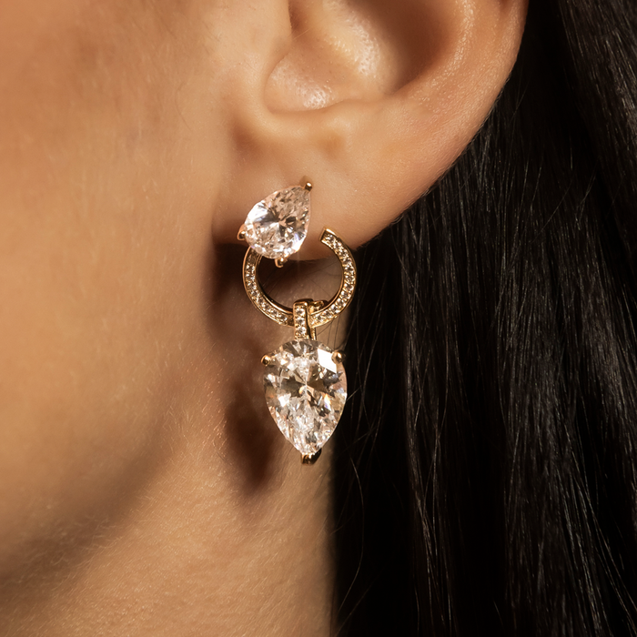 Teardrop Circle Drop Earrings