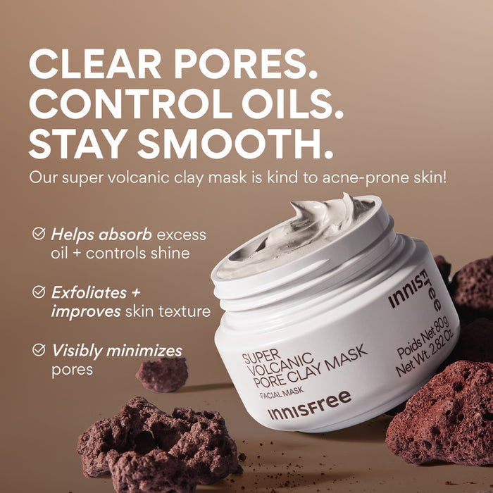 Super Volcanic Pore Clay Mask, Original, benefits list