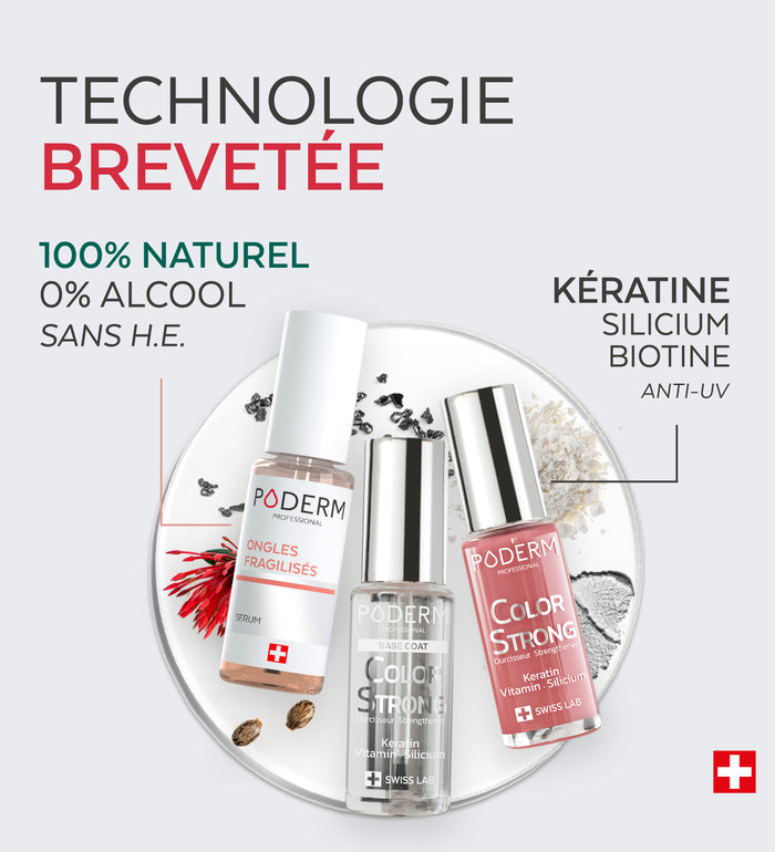 Actifs naturels kératine silicium biotine du trio Color Strong Poderm