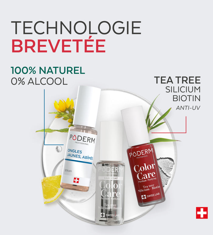 Actifs 100% naturels tea tree silicium et biotine du Color Care Poderm