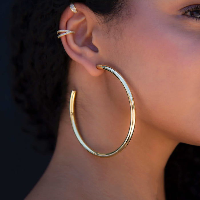 Tube Hoop Earrings in Yellow Gold