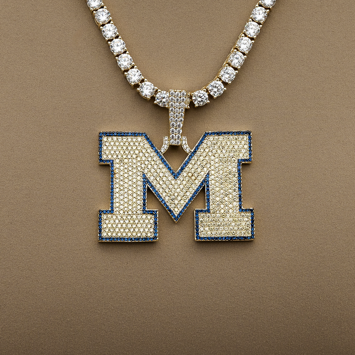 University of Michigan Wolverines Official NCAA Logo Pendant in Yellow Gold