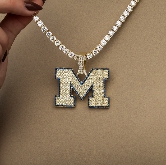 University of Michigan Wolverines Official NCAA Logo Pendant in Yellow Gold