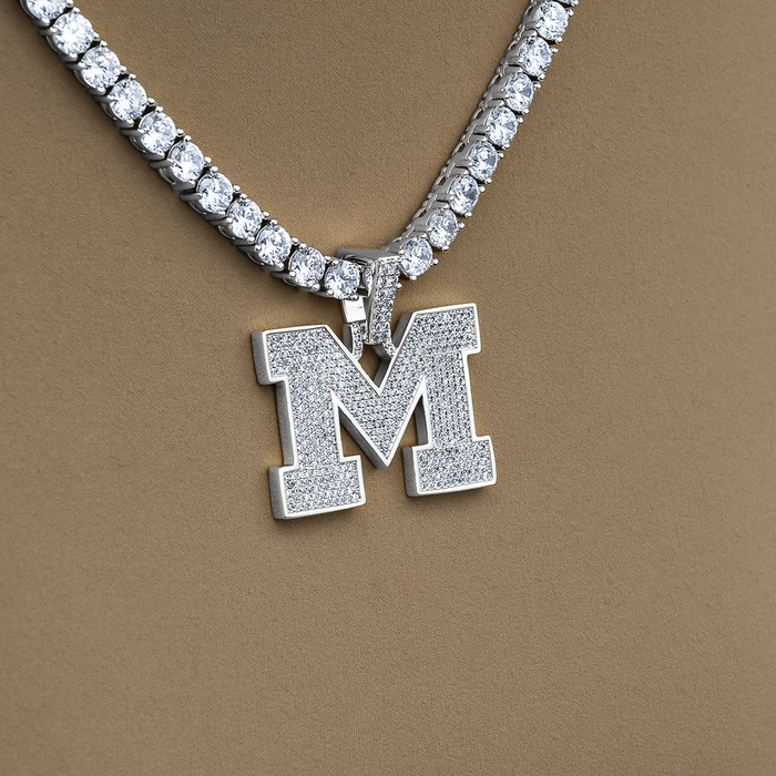 University of Michigan Wolverines Official NCAA Micro Logo Pendant in White Gold