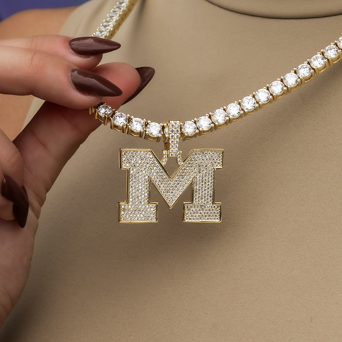University of Michigan Wolverines Official NCAA Micro Logo Pendant in Yellow Gold