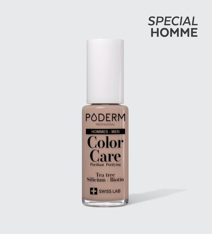 Vernis Color Care Special Homme Poderm beige nude au tea tree