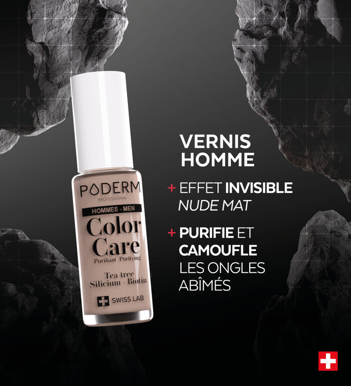 Texture du vernis Color Care Homme Poderm beige nude discret
