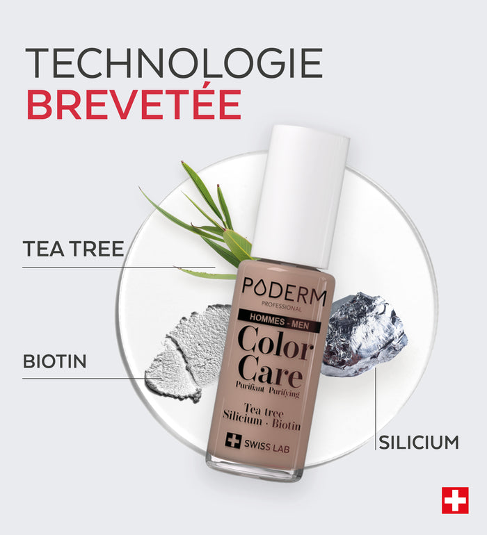 Technologie brevetée anti-UV du vernis Color Care Homme Poderm