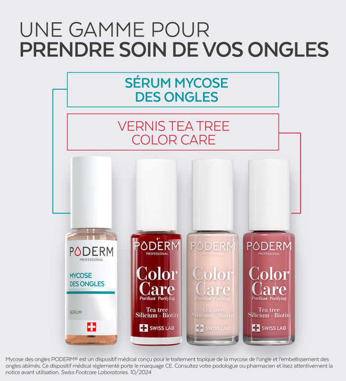 Gamme Color Care Poderm pour soigner les ongles avec sérum et vernis