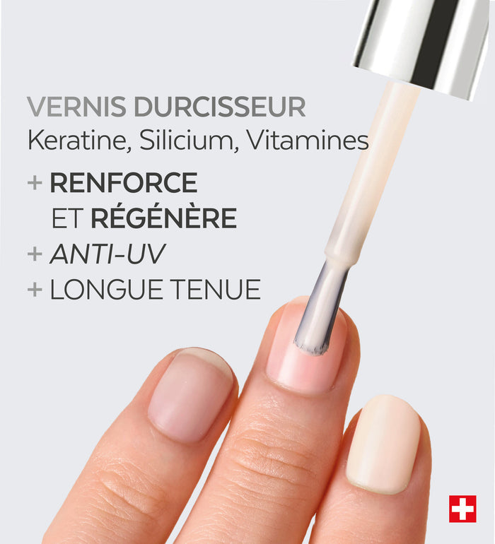 Application du vernis durcisseur Color Strong Poderm kératine silicium vitamines