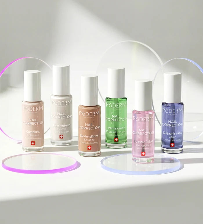 Collection Nail Corrector Poderm 6 vernis traitants en scène
