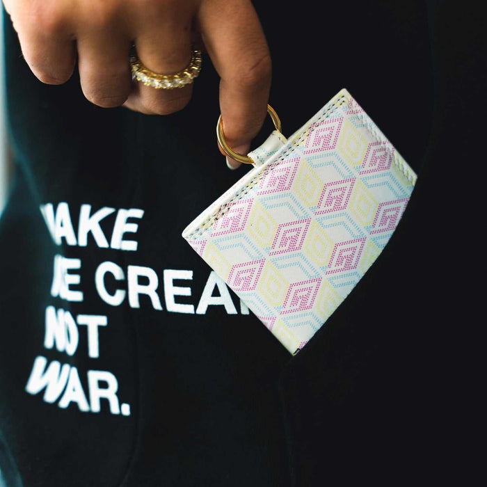 Wallet Chain (White w/ Pink/Yellow Print)