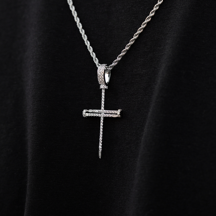 White Gold Nail Cross