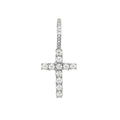 Women's Moissanite Diamond Cross Micro Pendant in White Gold Vermeil
