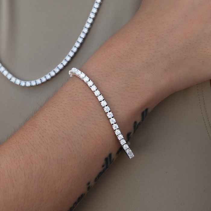 Women's Moissanite Diamond Tennis Bracelet in White Gold Vermeil- 3mm