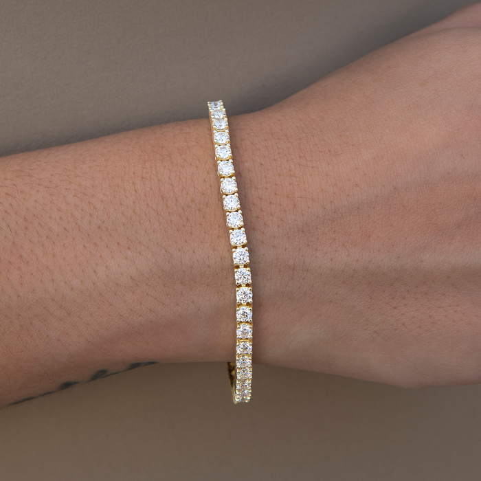 Women's Moissanite Diamond Tennis Bracelet in Yellow Gold Vermeil- 3mm